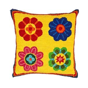 NWT. Indoor Outdoor Hook Pillow. Machine Wash. Insert Included. 18x18”